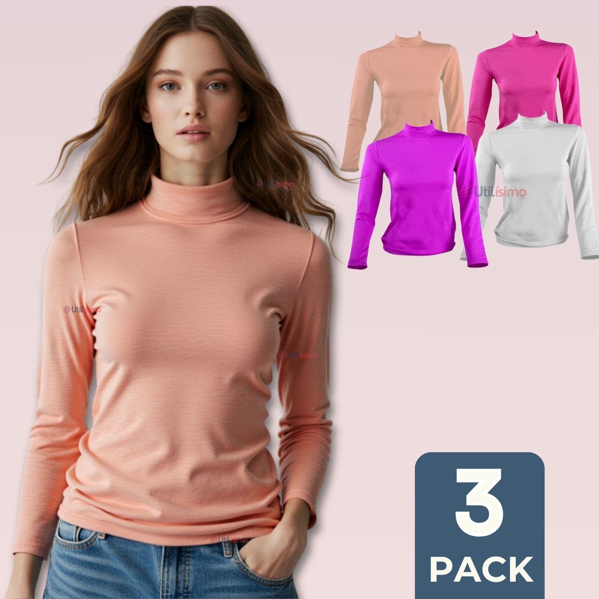 UTILISIMO - Pack 3 Camiseta Beatle Polar Juvenil Niña Primera Capa Polera Surtidos