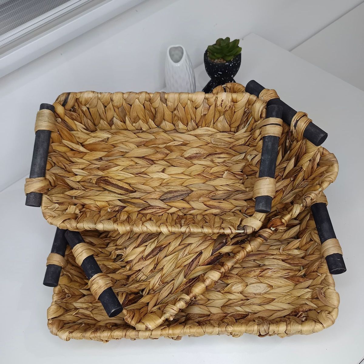 HOMEY - Set de 3 bandejas de fibra natural. panera, Homey