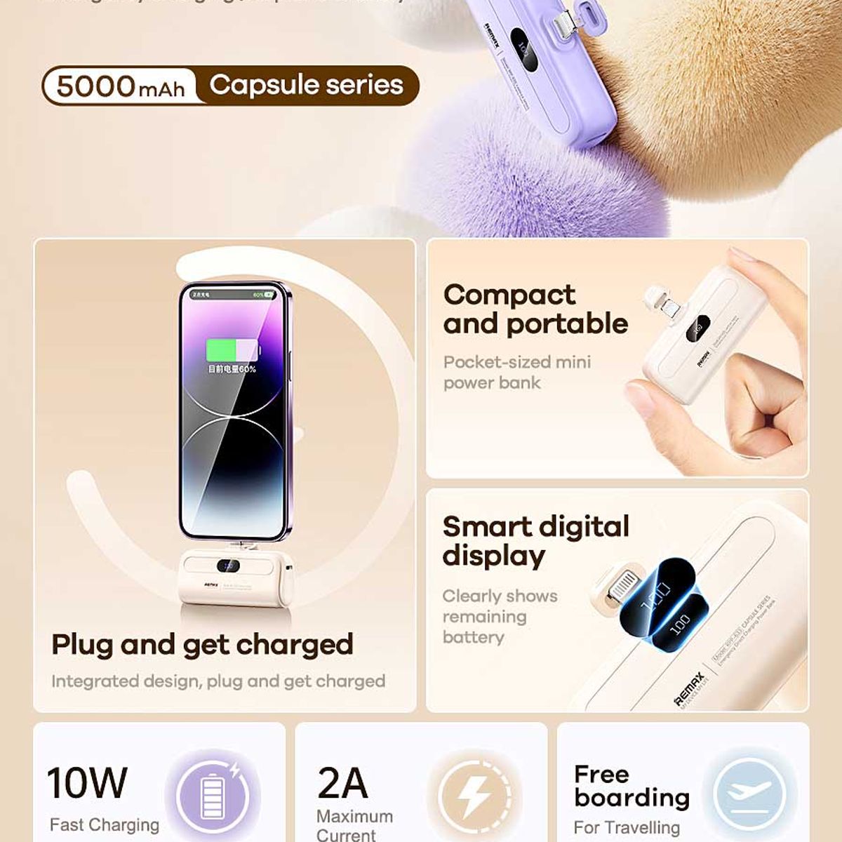 REMAX - Mini Power Bank Remax RPP-633 para iPHONE