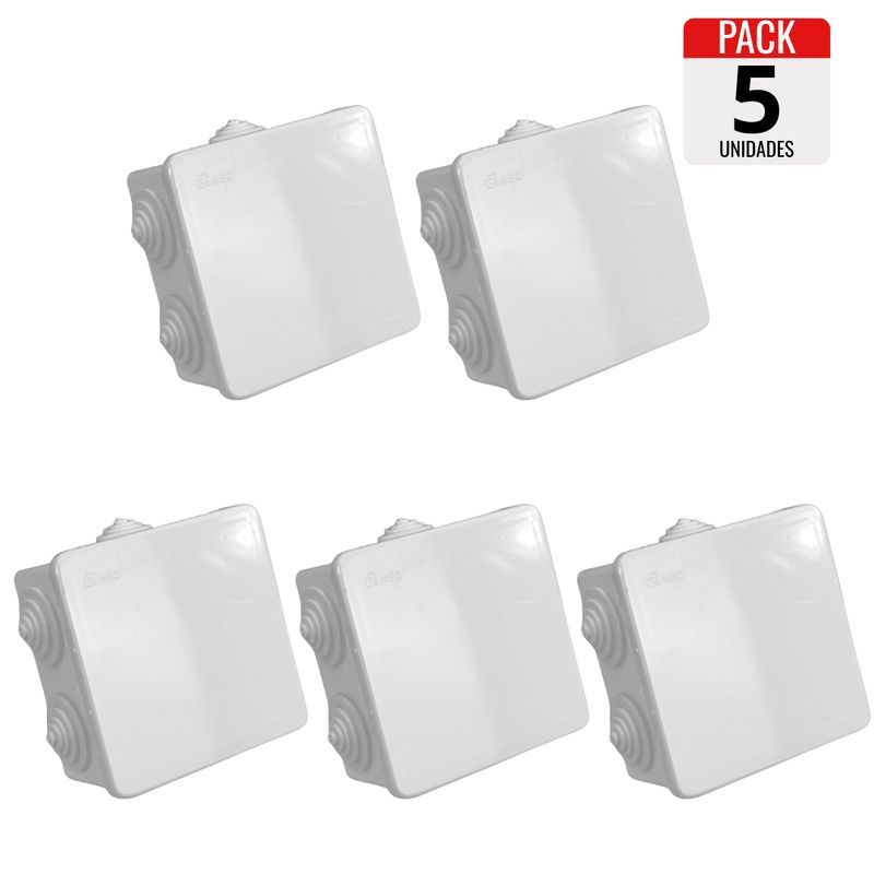 GENERICO - Pack x5 Cajas Estancas Cuadradas 80x80