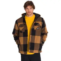 CAT - Chaqueta Hooded Flannel Hombre Negro y Café