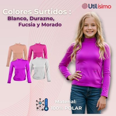 Imagen 2 del producto Pack 6 Camiseta Beatle Polar Juvenil Niña Primera Capa Polera Surtidos