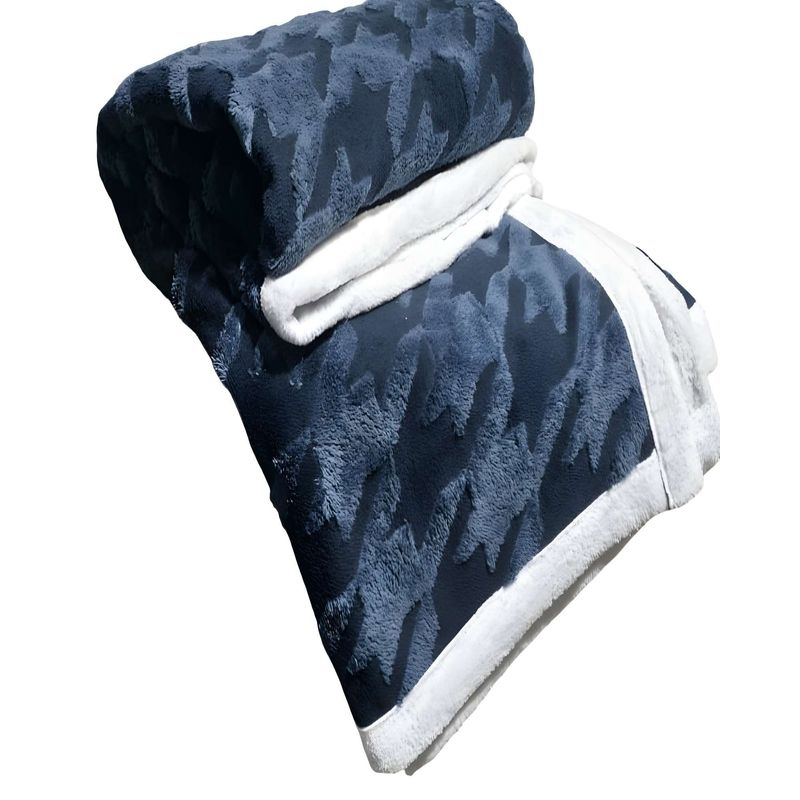 GENERICO - FRAZADA ELEGANTE 2 PLAZAS AZUL OSCURO 200X230CM J2
