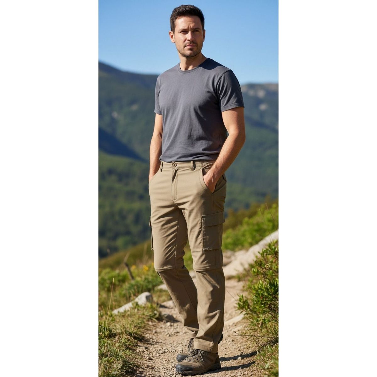 LIKE SHOP - Pantalon Softshell Hombre Verano Bolsillos Cargo 801