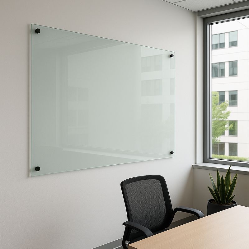 WINKO - Pizarra Incoloro 6mm Vidrio Templado 80cm x 60cm Herraje Negro