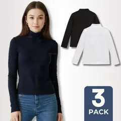 UTILISIMO - Pack 3 Camiseta Beatle Algodón Primera Capa Juvenil Niña Polera