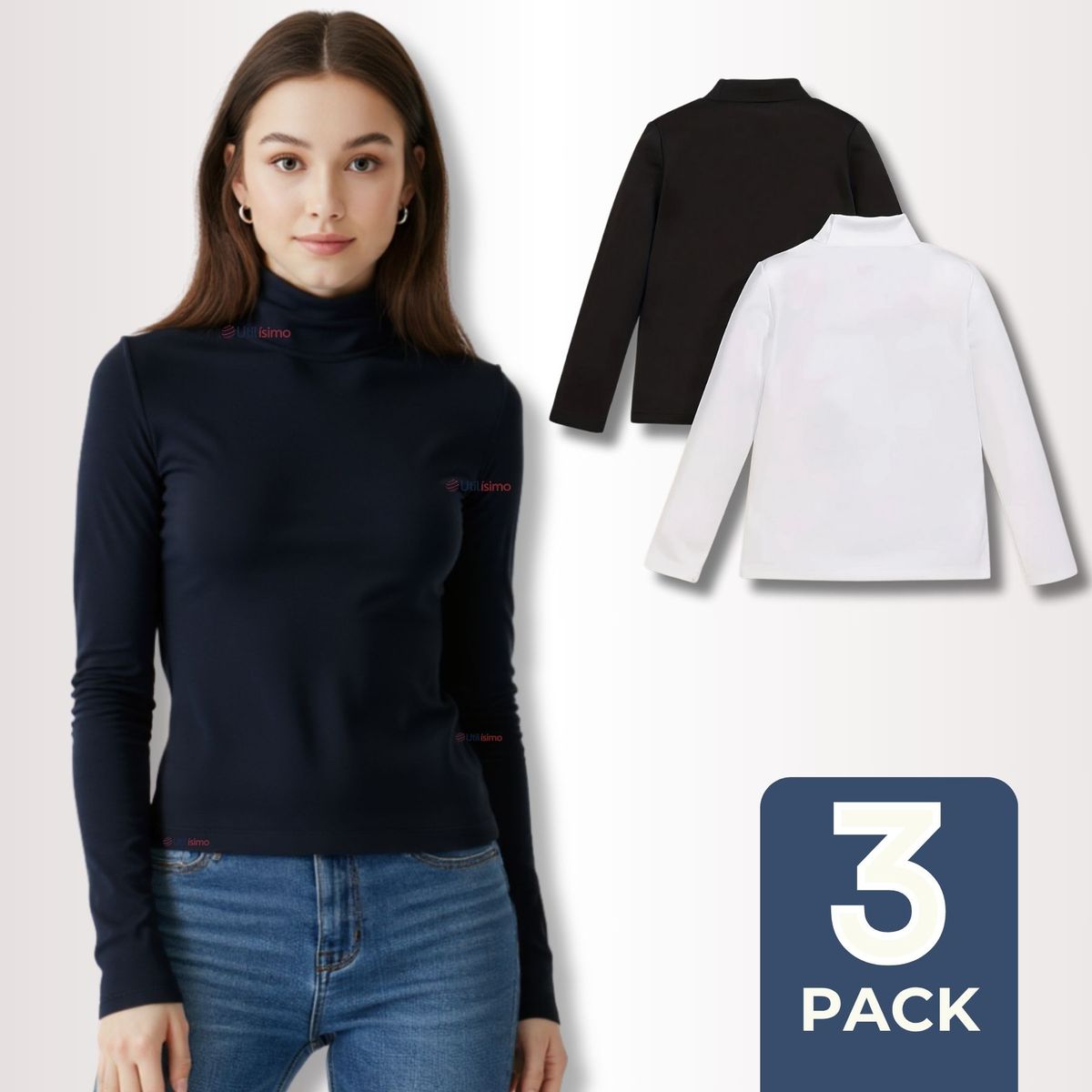 UTILISIMO - Pack 3 Camiseta Beatle Algodón Primera Capa Juvenil Niña Polera