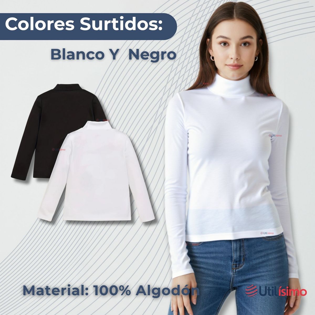 UTILISIMO - Pack 3 Camiseta Beatle Algodón Primera Capa Juvenil Niña Polera