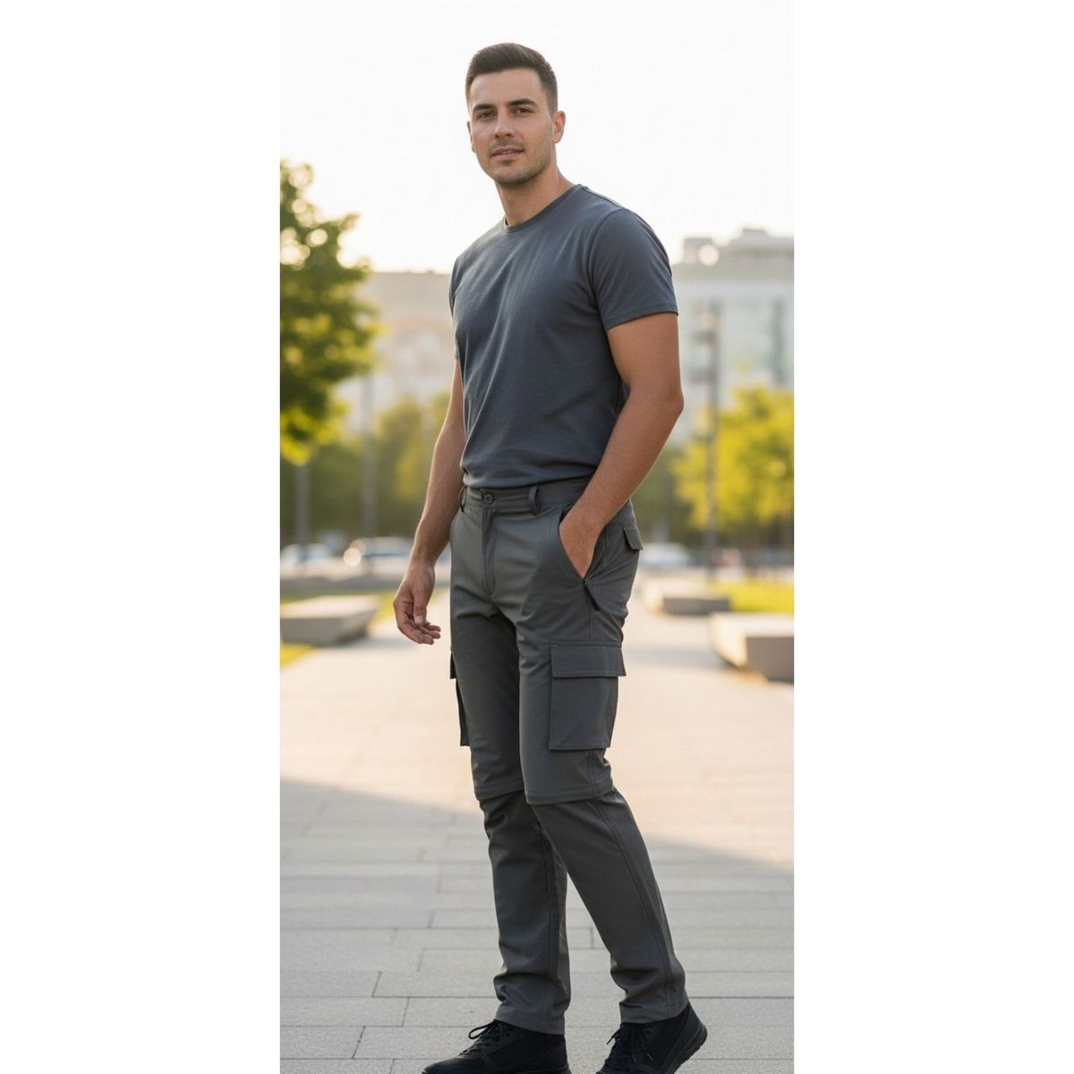LIKE SHOP - Pantalon Softshell Hombre Verano Bolsillos Cargo 801
