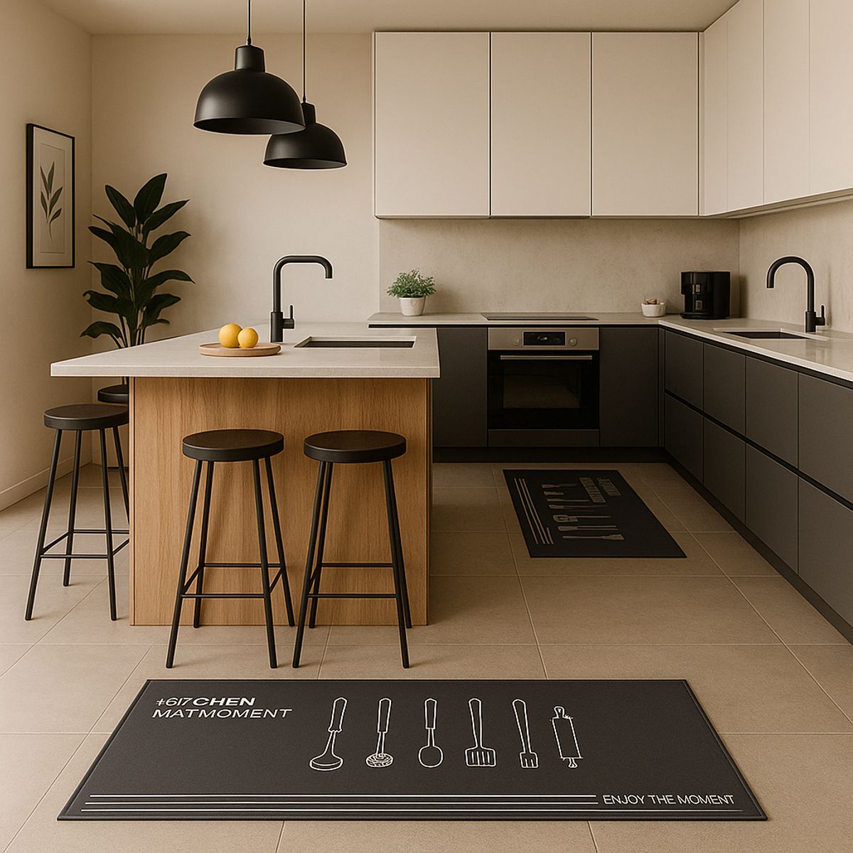 ARMONIA - Alfombra antideslizante 40x120 utensilios cocina lavable duradera 729