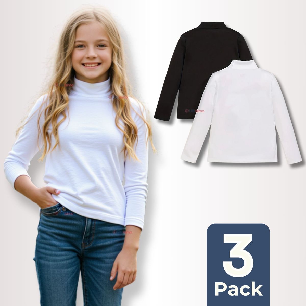 UTILISIMO - Pack 3 Camiseta Beatle Algodón Primera Capa Juvenil Niña Polera