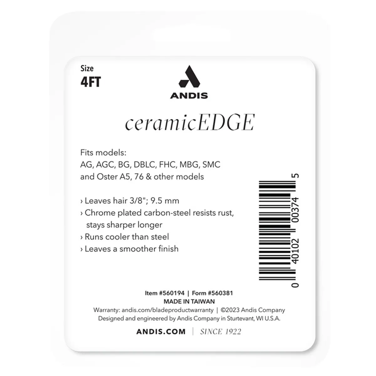 ANDIS - Cuchilla Desmontable Andis CeramicEdge® Ultrafino 4FT