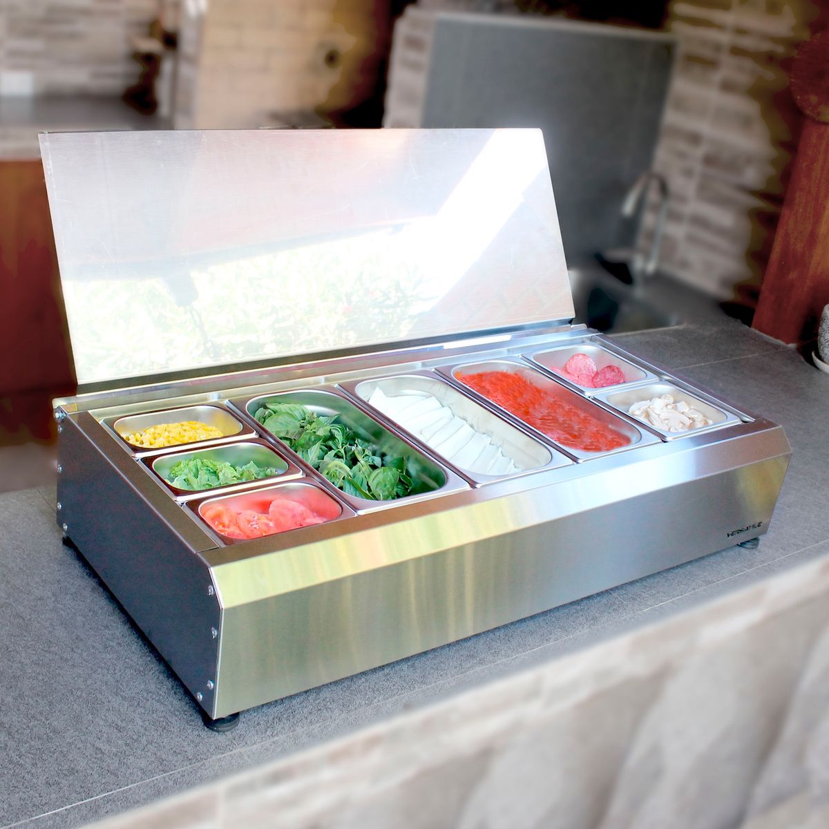 VERSATILE - Salsera 8  estaciones de Sobremesa 960-inox