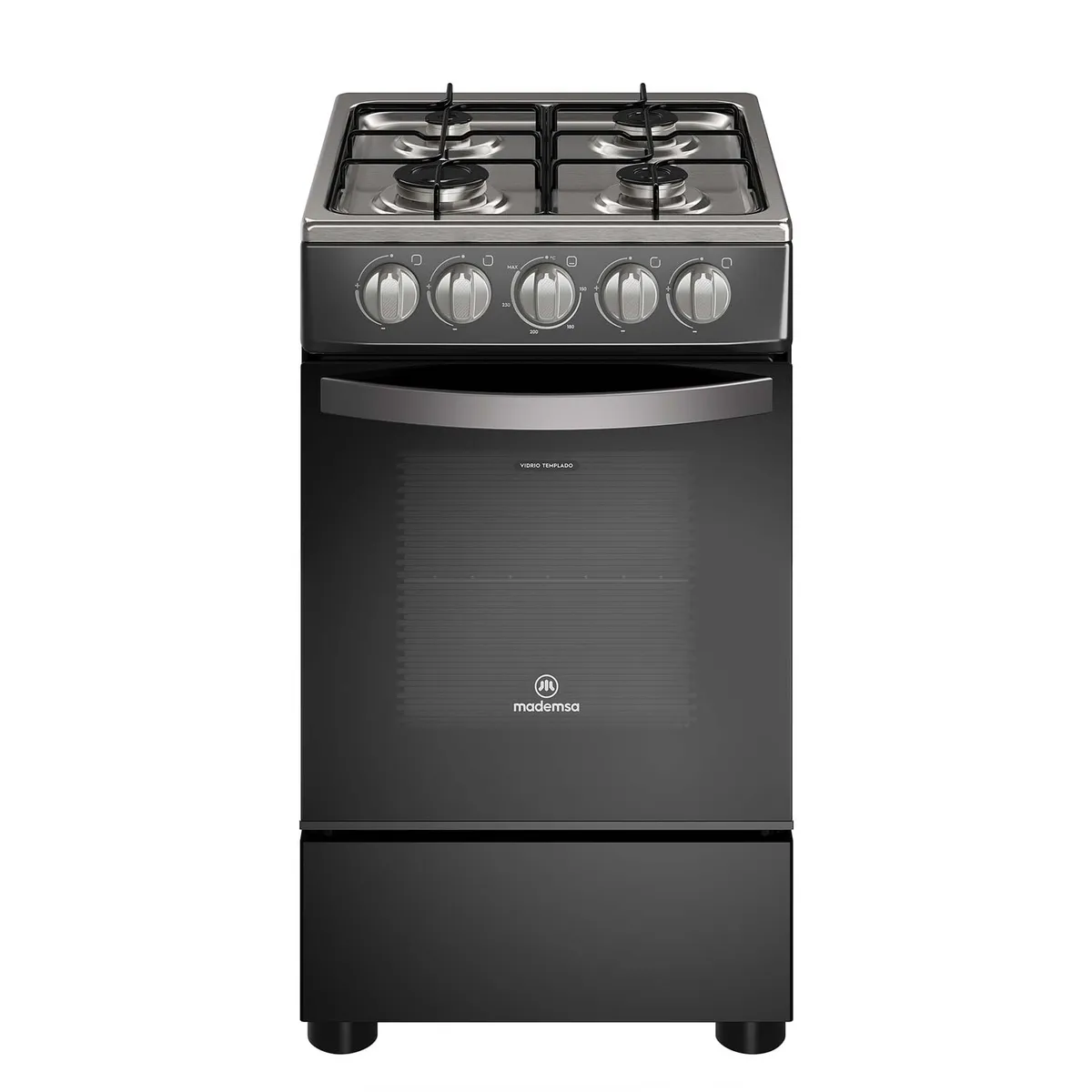 MADEMSA - Cocina a Gas 4 Platos LimpiaFácil y Parrillas Alambrón FM4IP