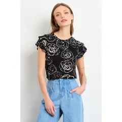 IO - Polera Manga Corta Mujer Negro
