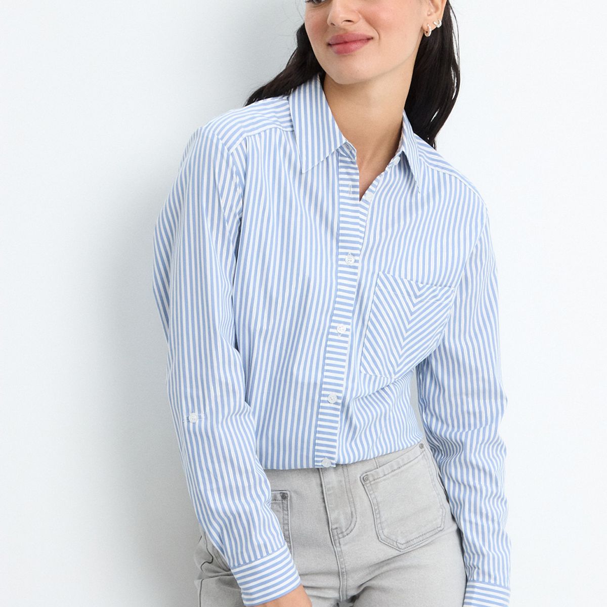 IO - Blusas Manga Larga Mujer Celeste IO