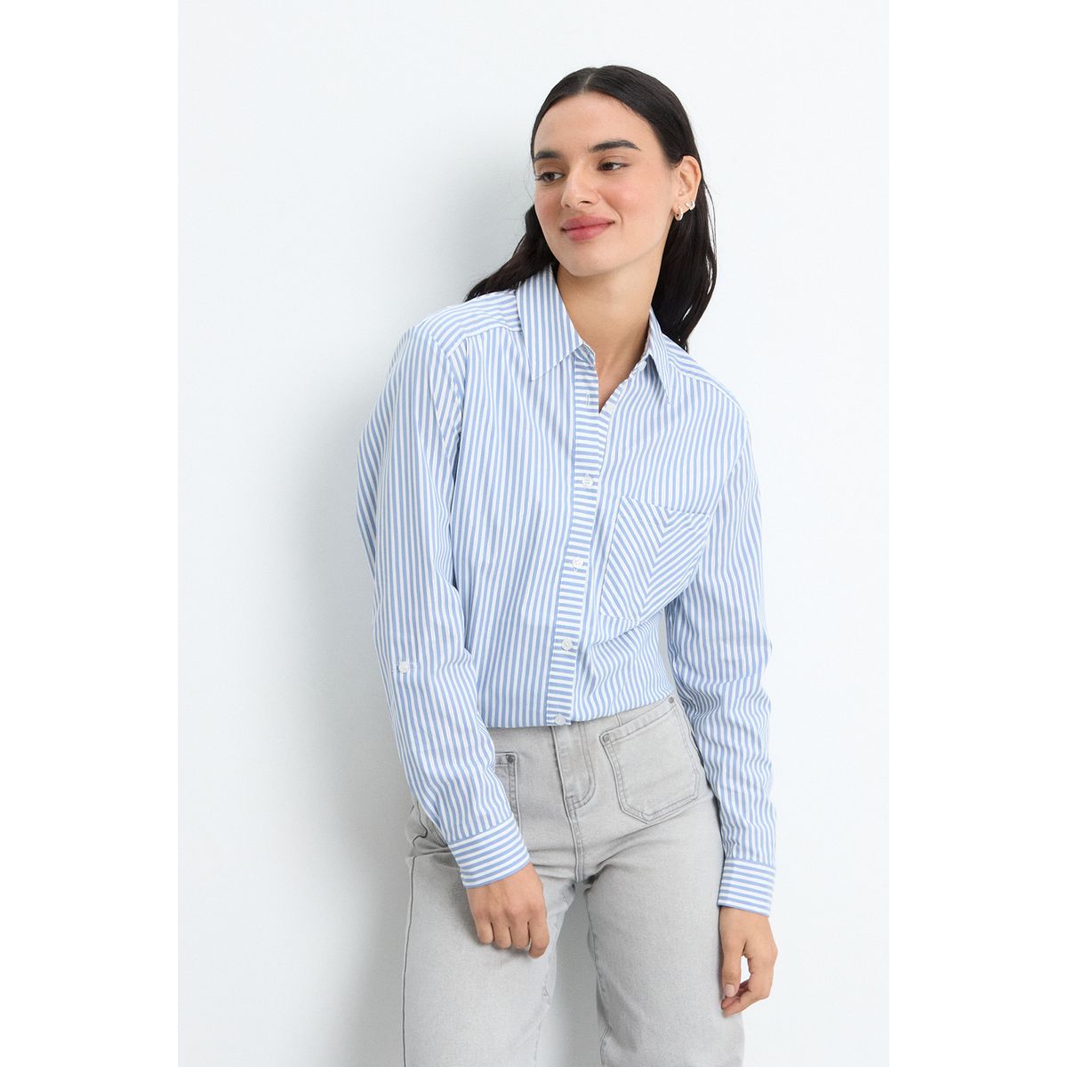 IO - Blusas Manga Larga Mujer Celeste IO