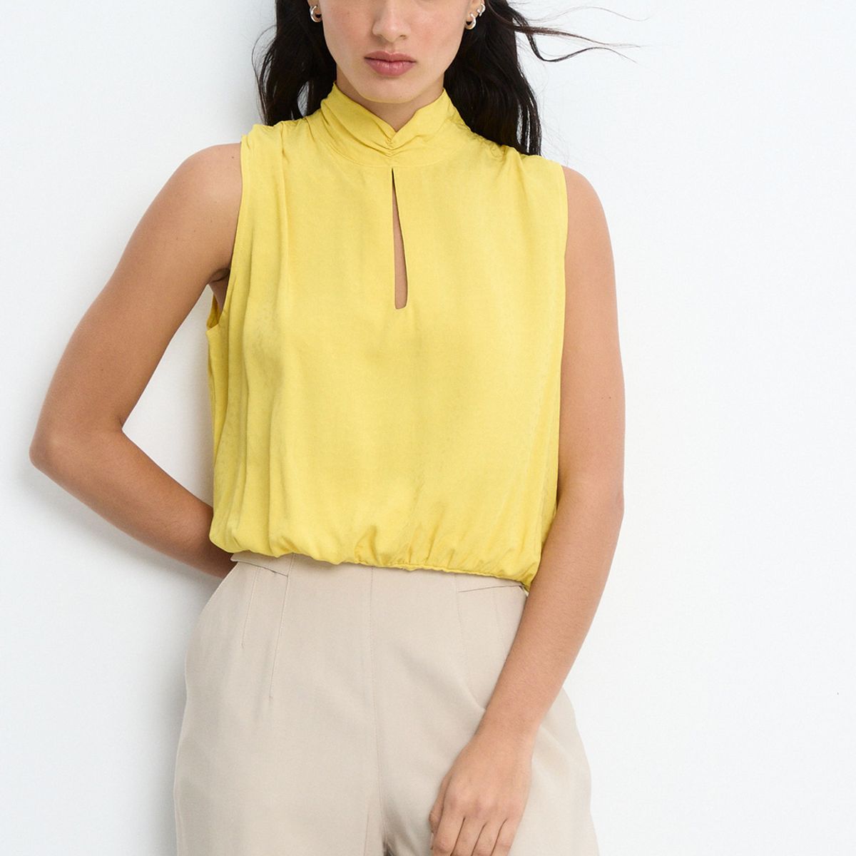 IO - Blusas Sin Manga Mujer Amarillo IO