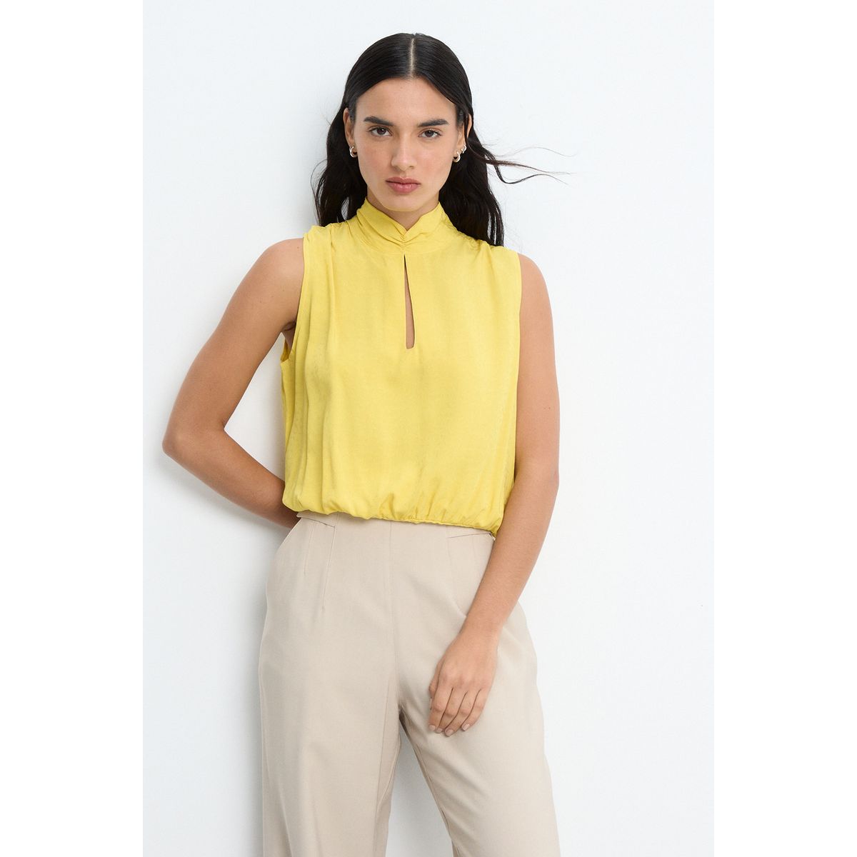 IO - Blusas Sin Manga Mujer Amarillo IO