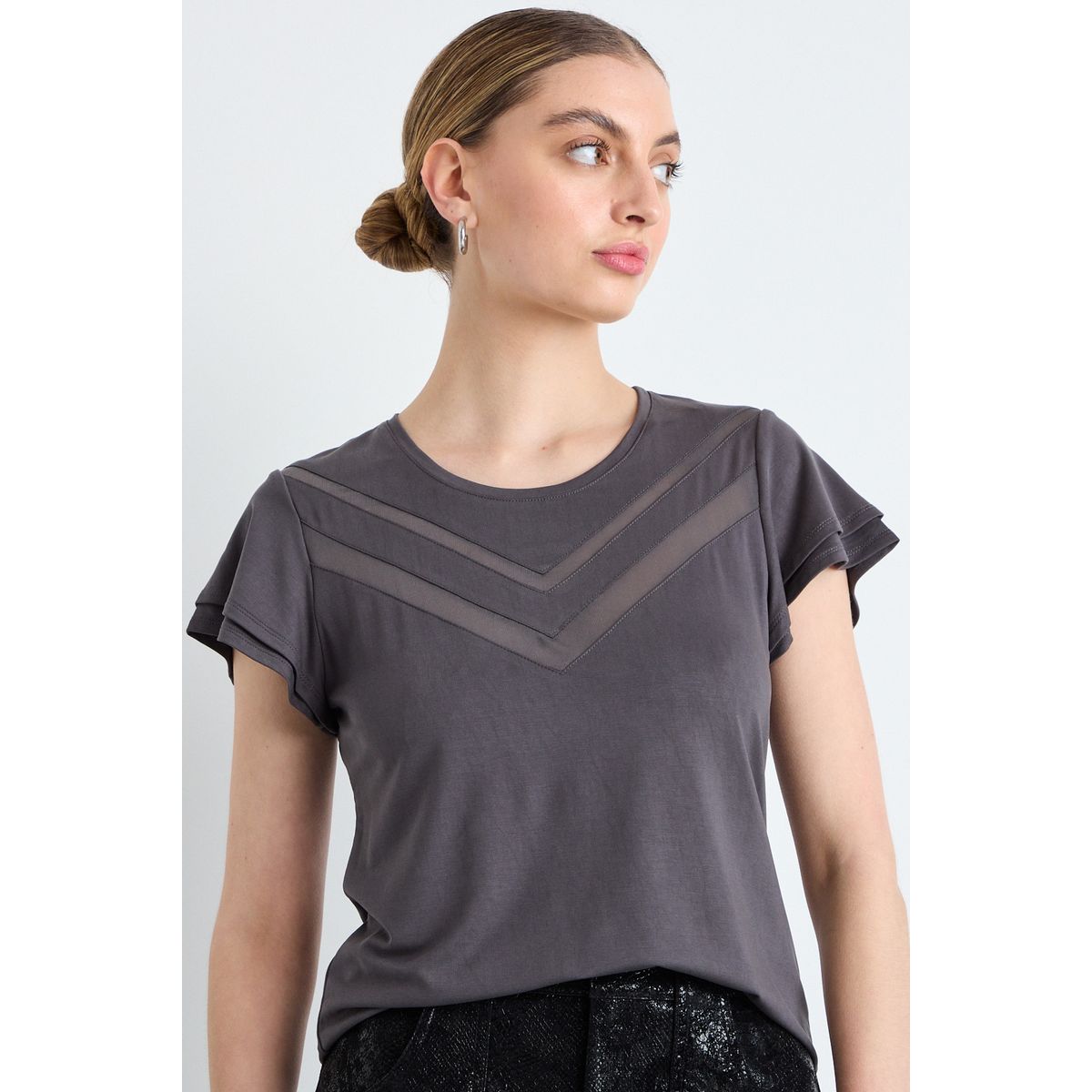 IO - Polera Manga Corta Mujer Gris IO