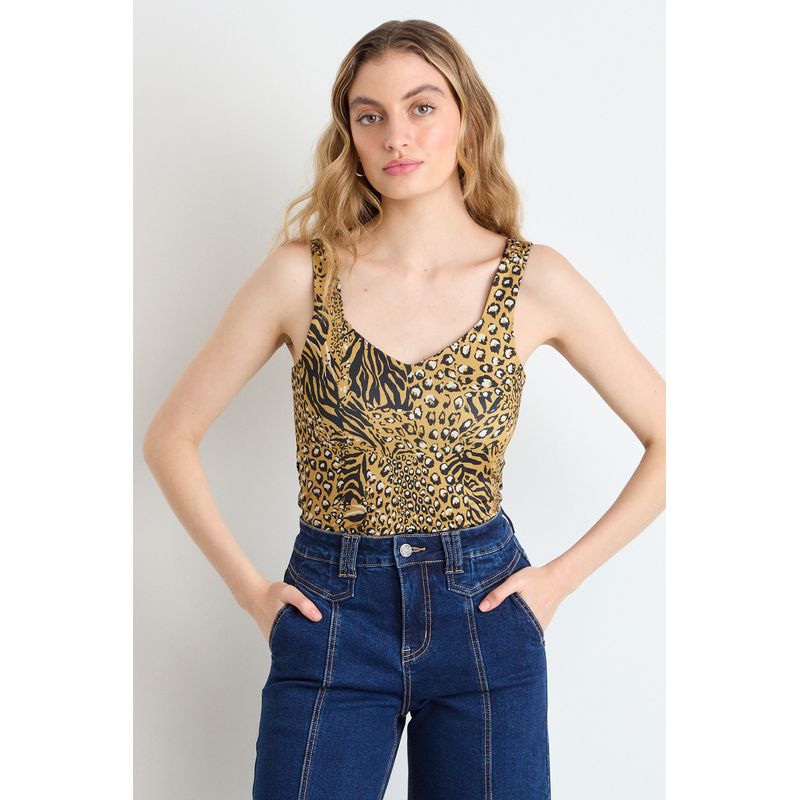 IO - Polera Sin Mangas Mujer Café IO