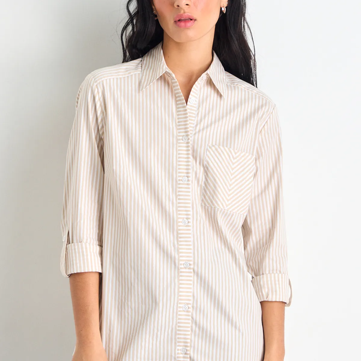 IO - Blusas Manga Larga Mujer Beige IO