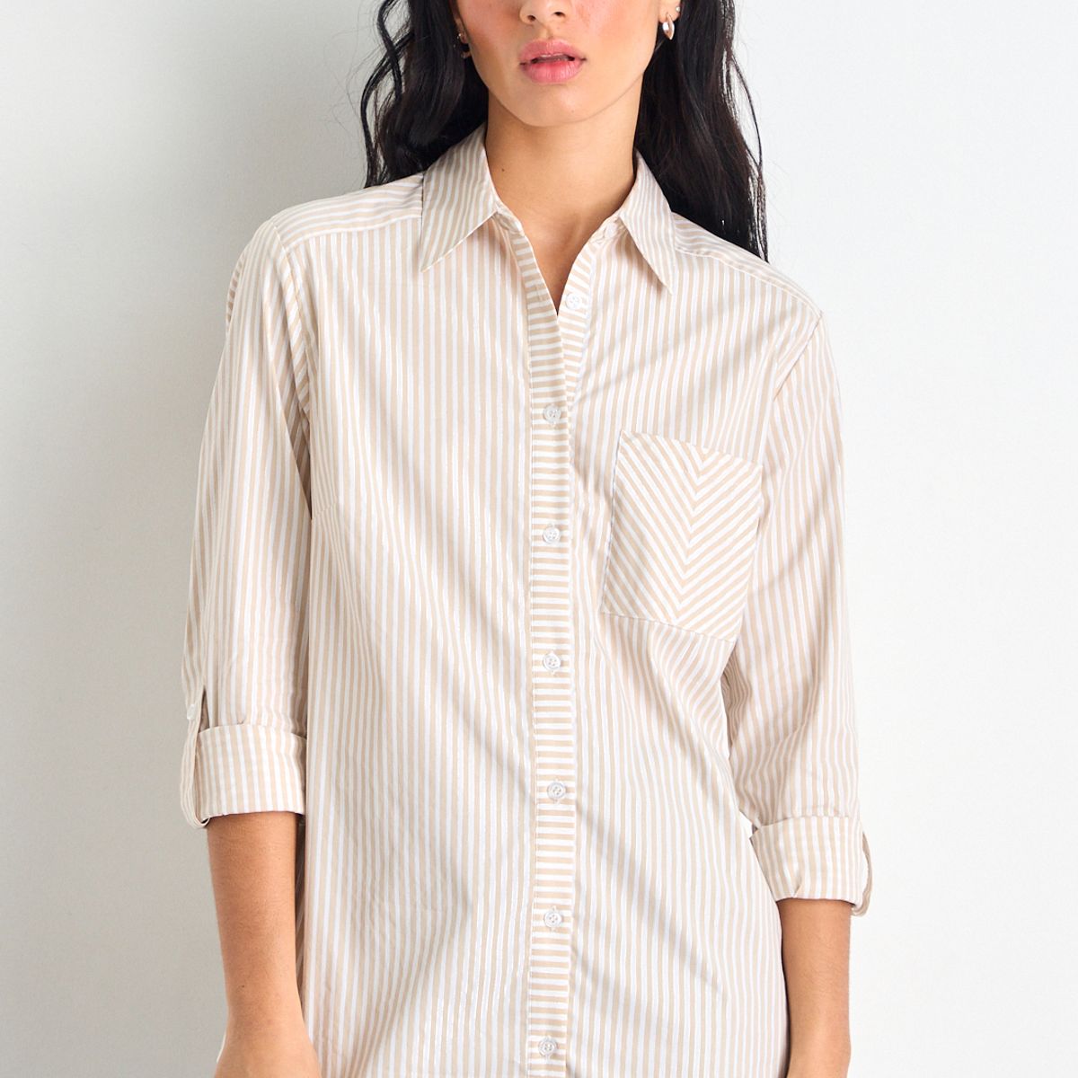 IO - Blusas Manga Larga Mujer Beige IO