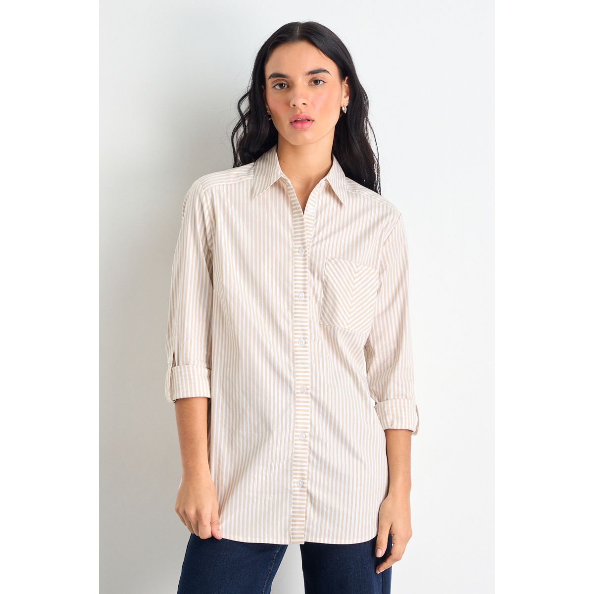 IO - Blusas Manga Larga Mujer Beige IO
