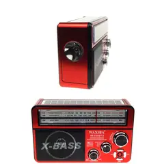 GENERICO - Radio Solar Portatil Con Linterna Bluetooth Puerto Usb 3 Bandas AmFmSw Antena Mp3 Puerto Tarjeta Sd Color Rojo