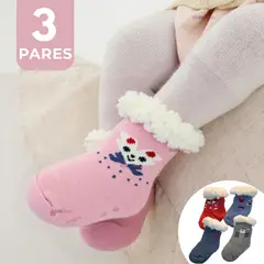 UTILISIMO - Pack 3 Calcetines de Chiporro Niña Antideslizante Colores Surtidos