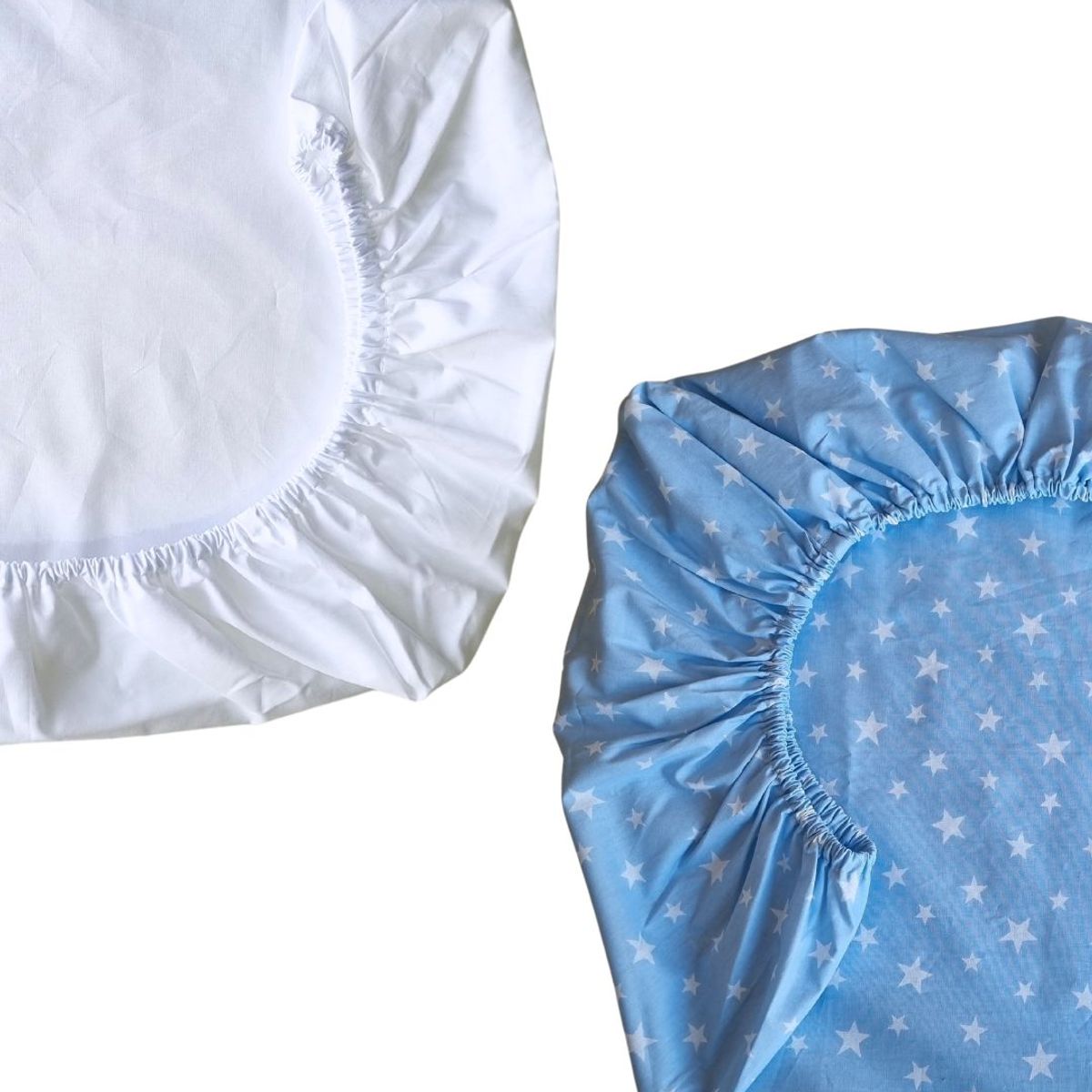 GENERICO - Set de 2 Sábanas Bajeras para colecho Mini Estrellas Blancas Fondo AZUL