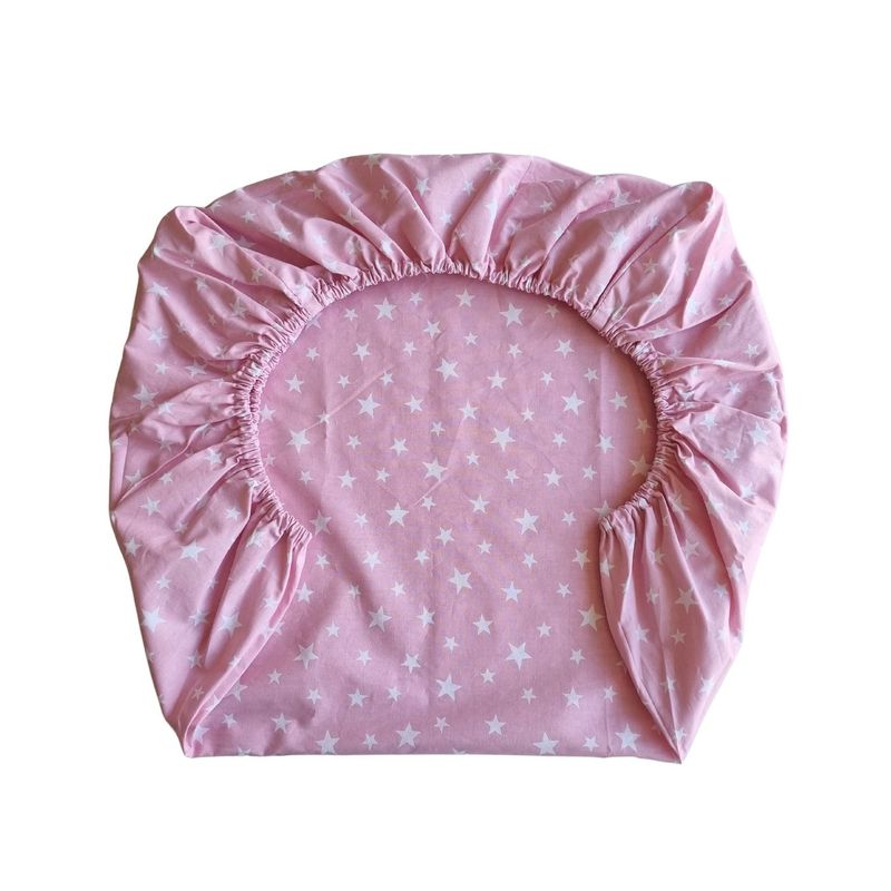 GENERICO - Set de 2 Sábanas Bajeras para colecho Mini Estrellas Blancas Fondo ROSA