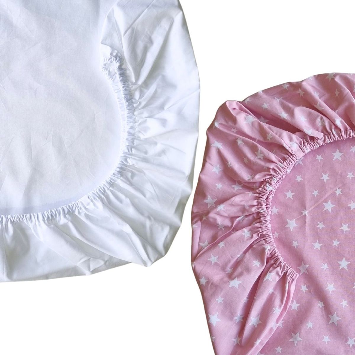 GENERICO - Set de 2 Sábanas Bajeras para colecho Mini Estrellas Blancas Fondo ROSA