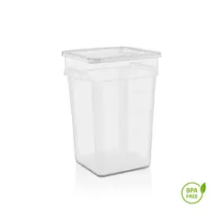 GASTROPLAST - Pack Recipiente Cuadrado Polipropileno 208 Lt Con Tapa Transparente