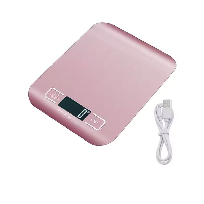 GENERICO - Balanza Digital Cocina 10kg Rosa Acero Inoxidable LCD