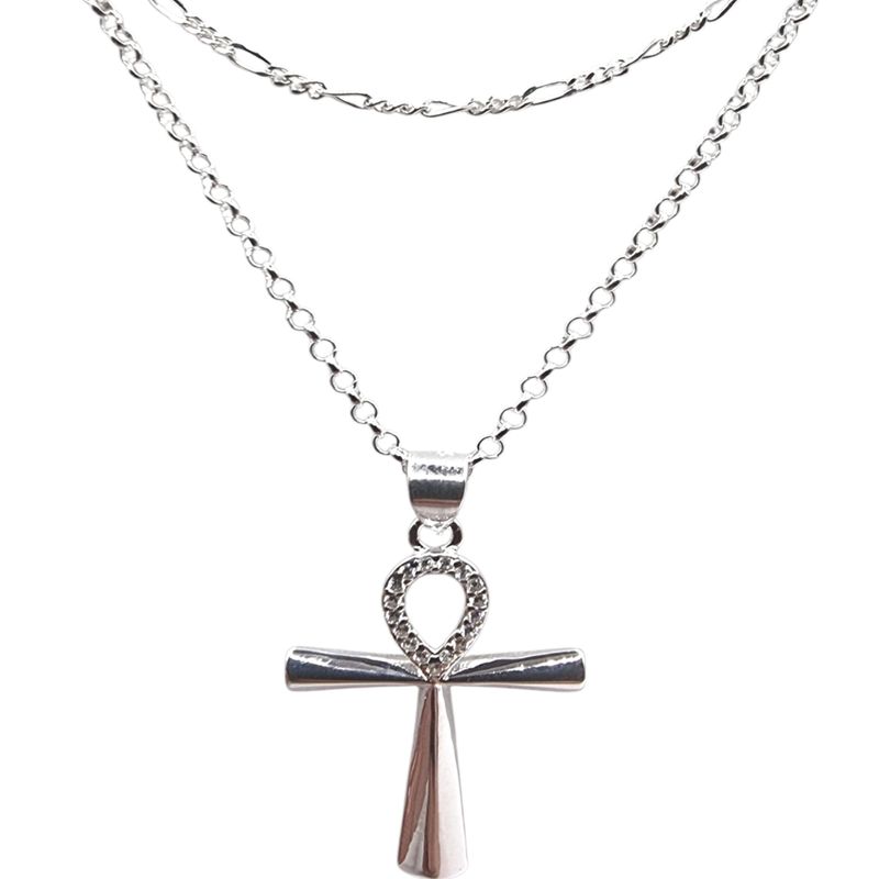 LK LUKSO - Collar con Cruz Egipcia Circones en Plata 925