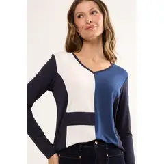 MA GRIFFE - Polera Manga Larga Mujer Azul Magriffe