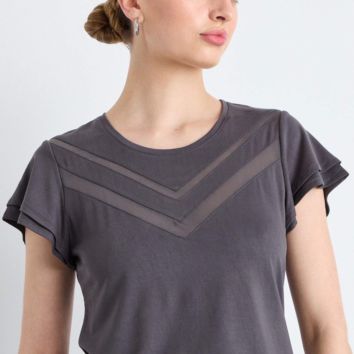 IO - Polera Manga Corta Mujer Gris IO