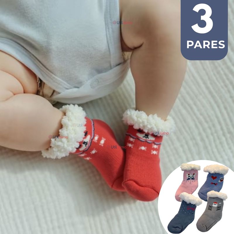 UTILISIMO - Pack 3 Calcetines de Chiporro Bebé Niña Antideslizante Surtidos