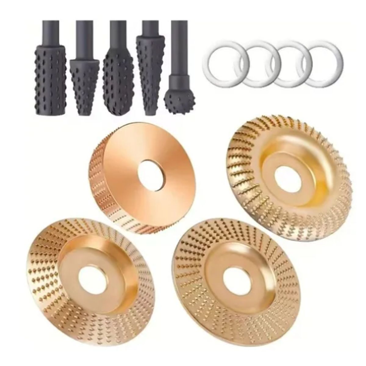 GENERICO - Juego De 4 Discos + Juego De 5 Escofinas Para Tallar Madera