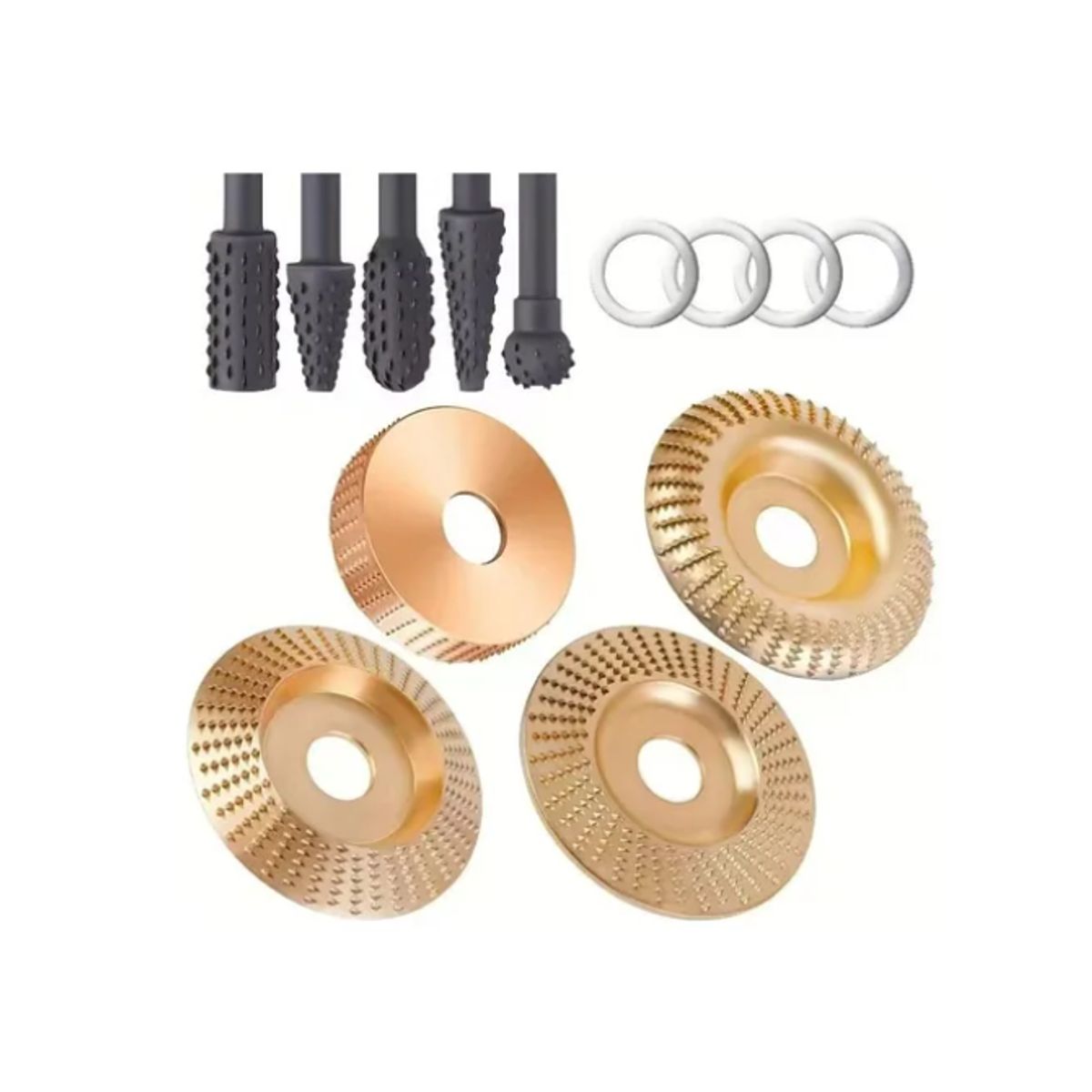 GENERICO - Juego De 4 Discos + Juego De 5 Escofinas Para Tallar Madera