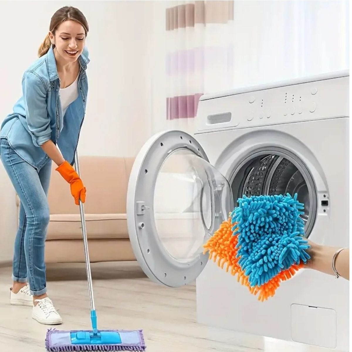 GENERICO - mopa plana trapeador piso flotante + repuesto microfibra