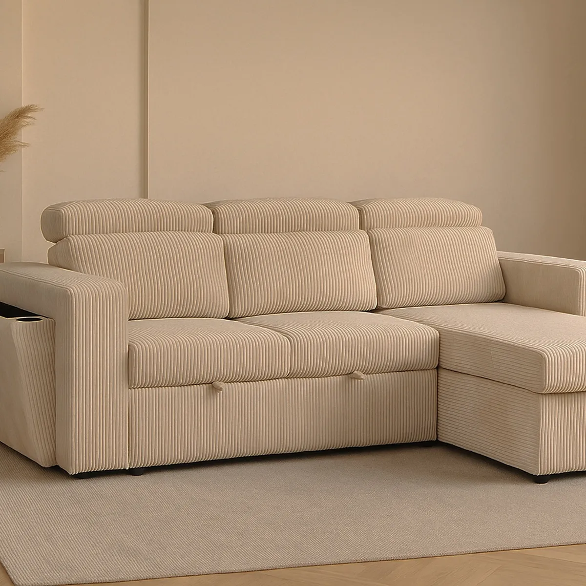 SWEET HOGAR - Sofá seccional color crema modelo Roma