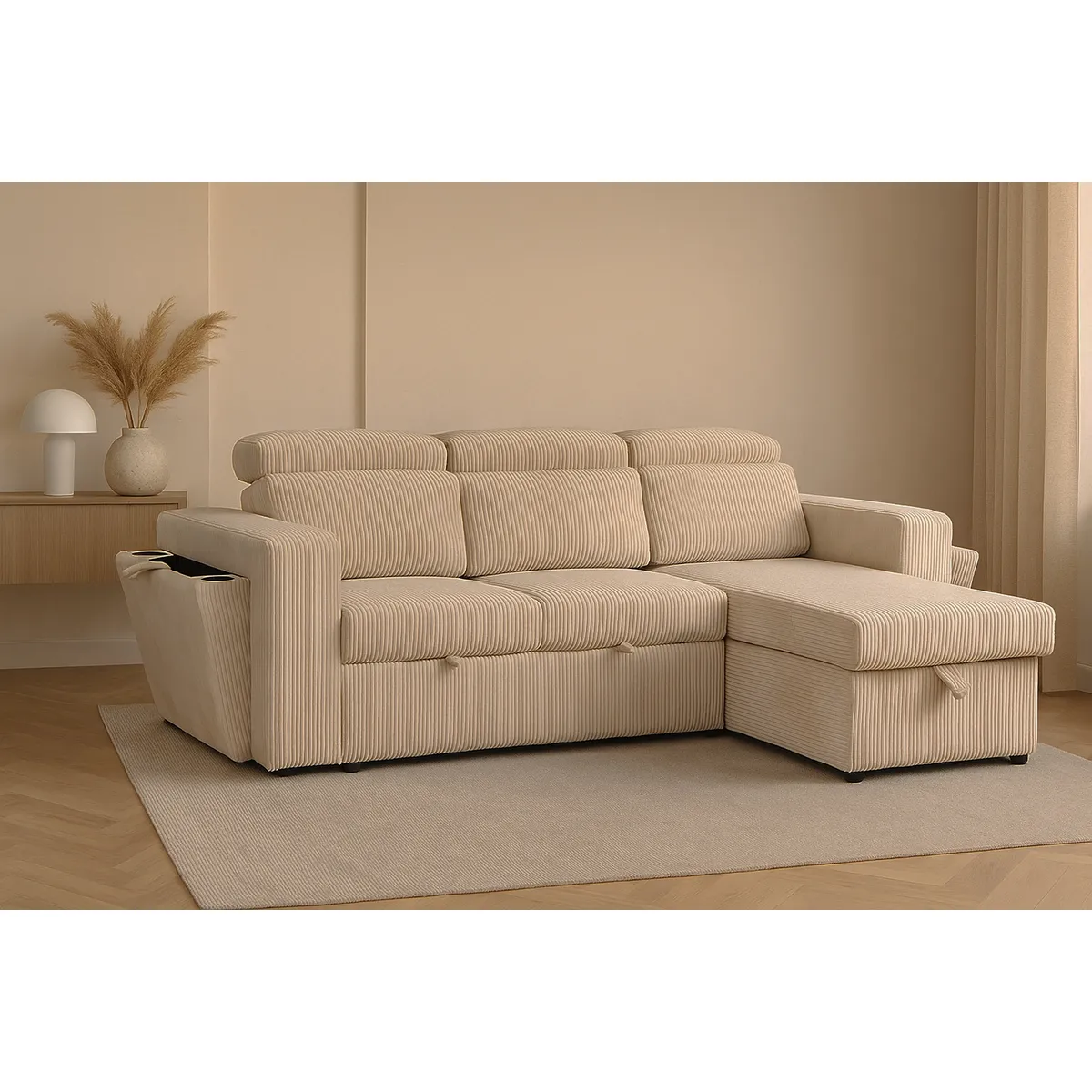 SWEET HOGAR - Sofá seccional color crema modelo Roma
