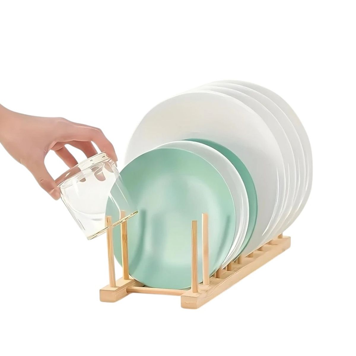 GENERICO - Secador Platos Bambú Plegable Escurridor Cocina Madera Organizador Vajilla Compacto Antihumedad