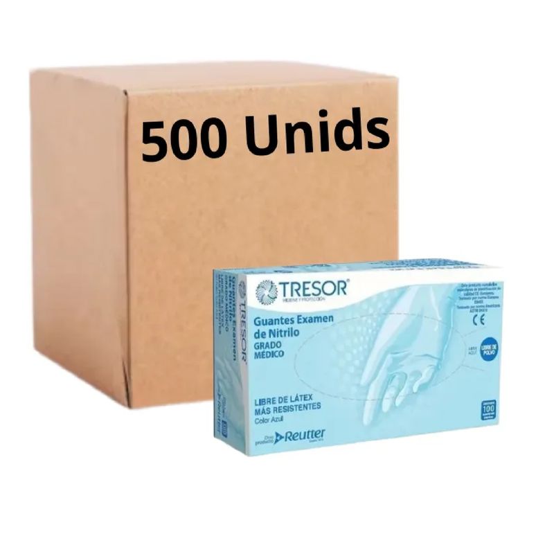 REUTTER - Guantes Nitrilo Descartables Azul Talla Xs Pack X 500 Unds