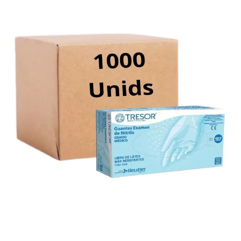 REUTTER - Guantes Nitrilo Descartables Azul Talla Xs Pack X 1000 Unds