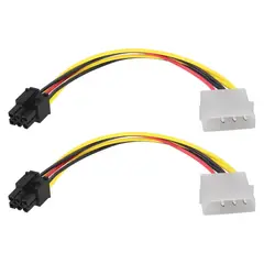 GENERICO - 2x Cable Adaptador Molex IDE 4-Pin a PCI-E 6-Pin para Tarjeta Gráfica