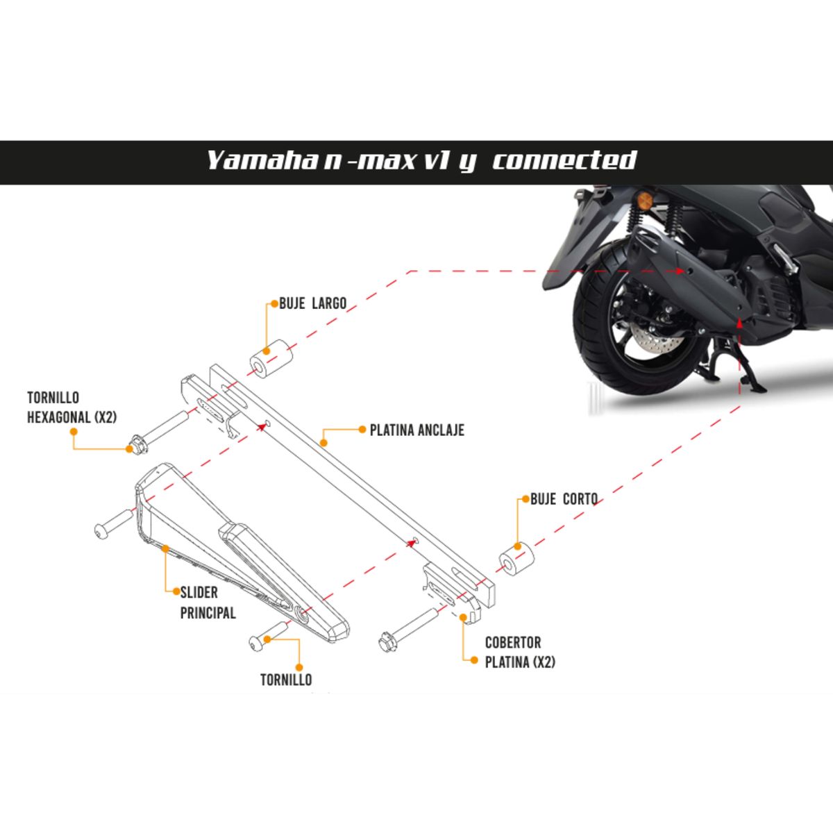 GENERICO - SLIDER PRO SIDE ESCAPE YAMAHA NMAX CONNECTED y V1