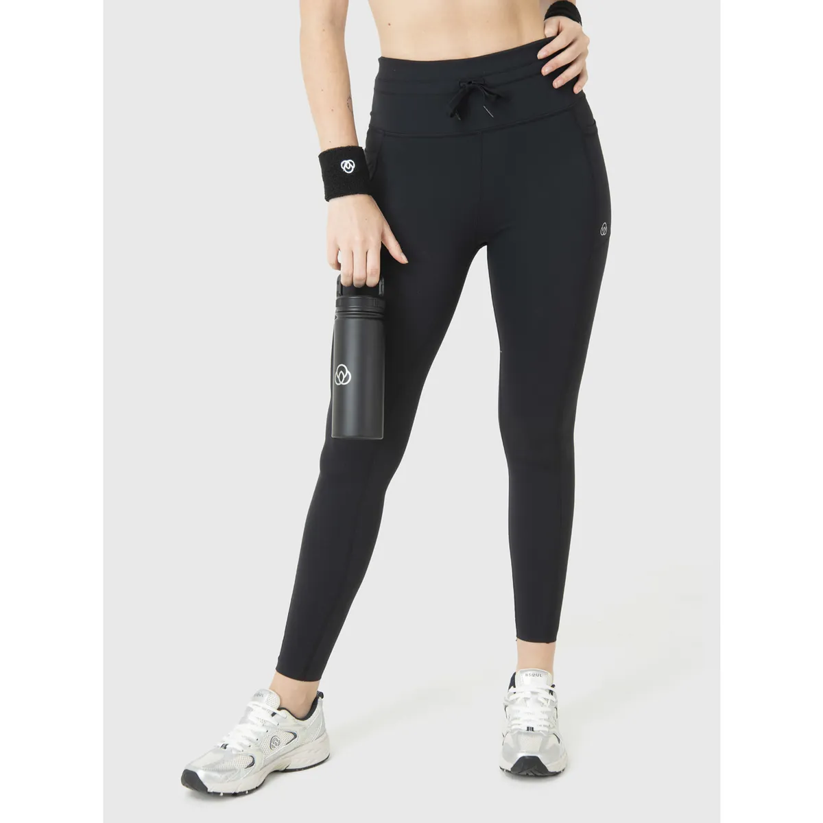 BSOUL - Calza Deportiva Mujer Drawcord Long Legg Negro BSOUL